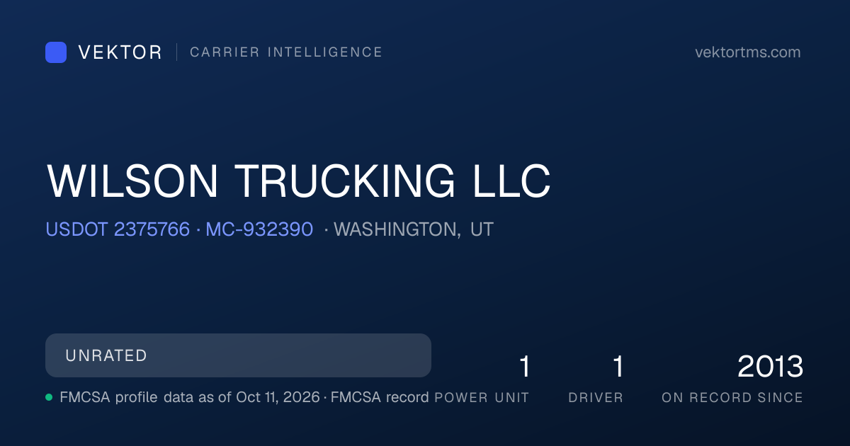 WILSON TRUCKING LLC — Authority & Insurance · WASHINGTON, UT · USDOT ...